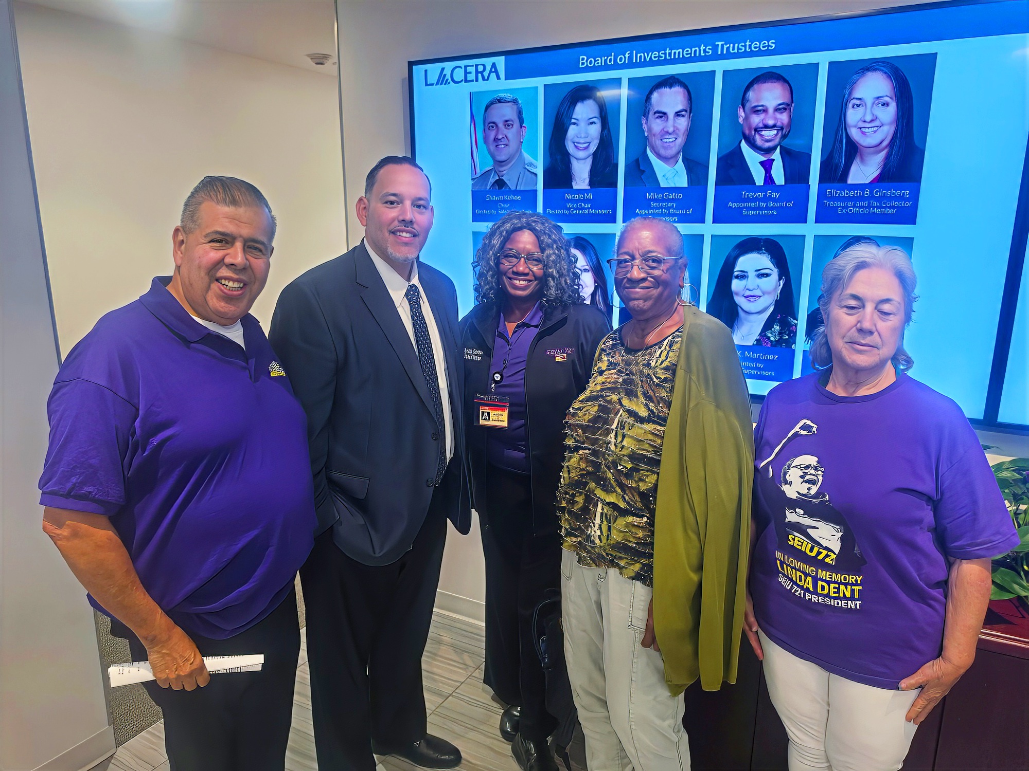 SEIU 721 retiree leaders at LACERA headquarters for the recognition ceremony