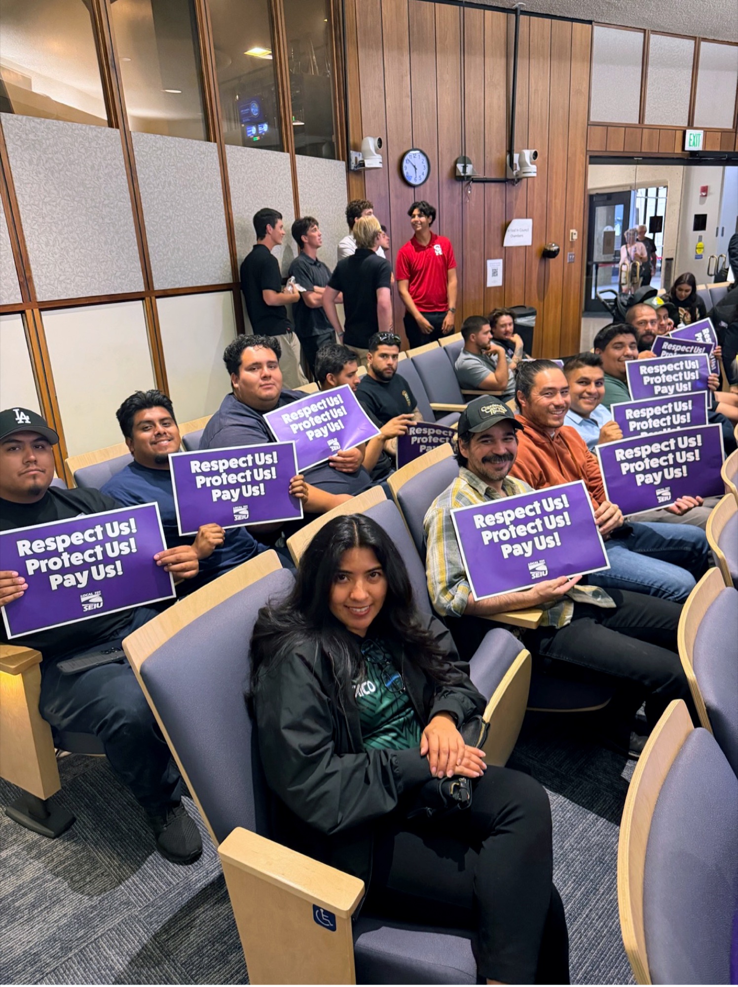 Santa Ana members show solidarity outside council chambers