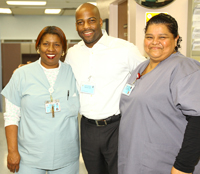 Charlotte Thrash LVN, Assembly member Isadore Hall, Irma Bravo RN MLK MACC 200px