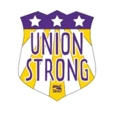 A shield with stars and stripes in yellow and purple. The shield contains "Union Strong" and has a SEIU Local 721 logo