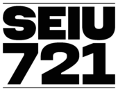 SEIU 721 logo in black font. The logo is simply the worlds SEIU 721.