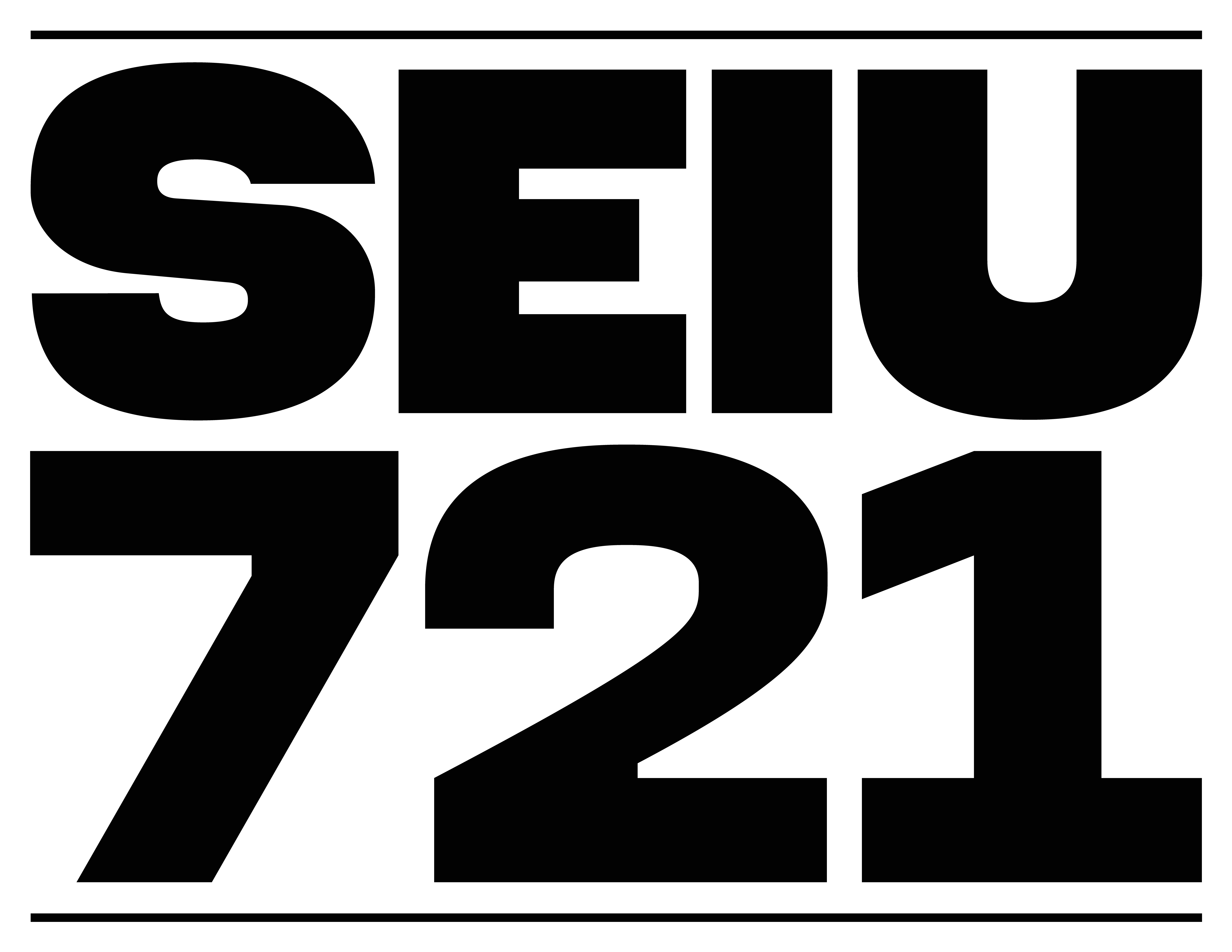 SEIU 721 logo in black font. The logo is simply the worlds SEIU 721.