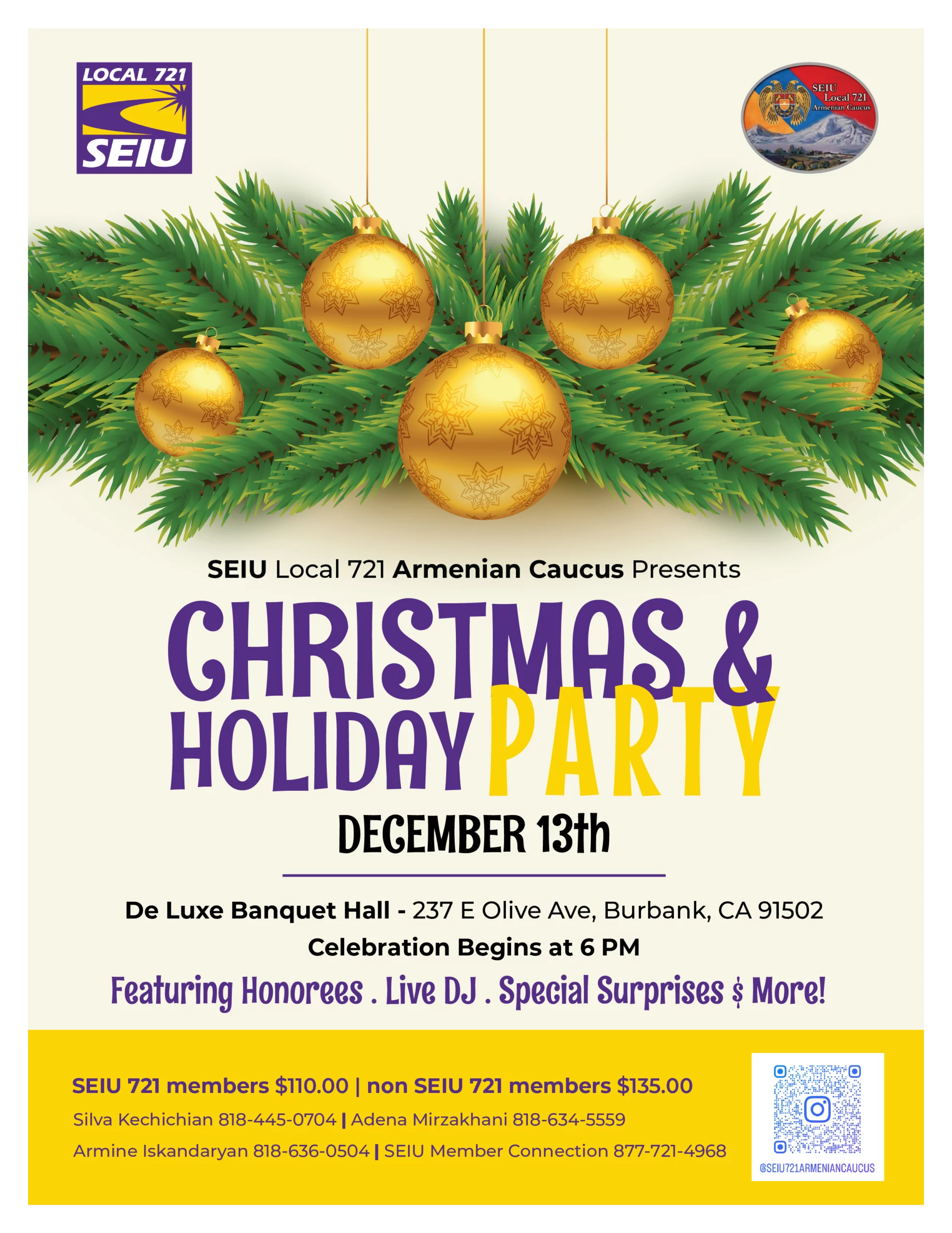 Armenian Caucus Holiday Party 2026 on Sunday, December 13th